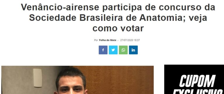 Venâncio-airense participa de concurso da Sociedade Brasileira de Anatomia. 2020. (Programa de rádio ou TV/Entrevista).